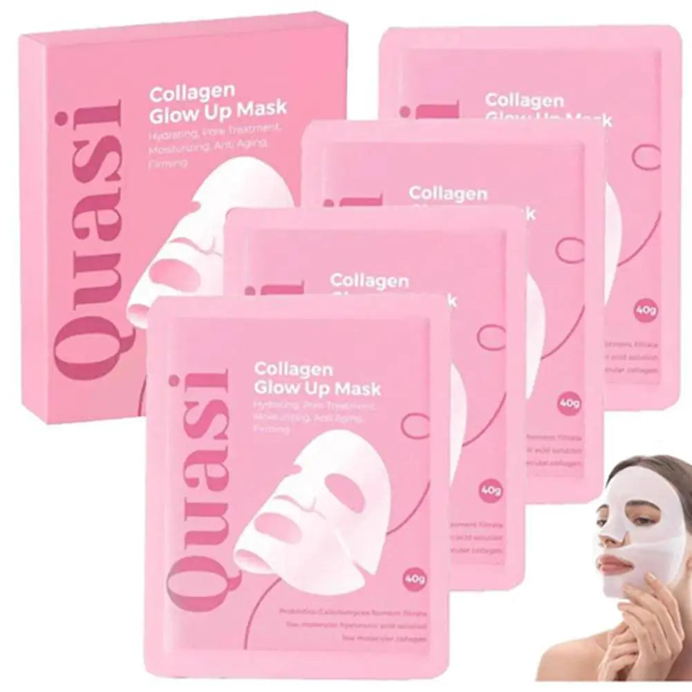 4PCS Quasi-Biological Collagen Hydrating Mask Overnight Brightening Anti-Aging Pore Minimizing Fine Line Reducing Mask Face Care