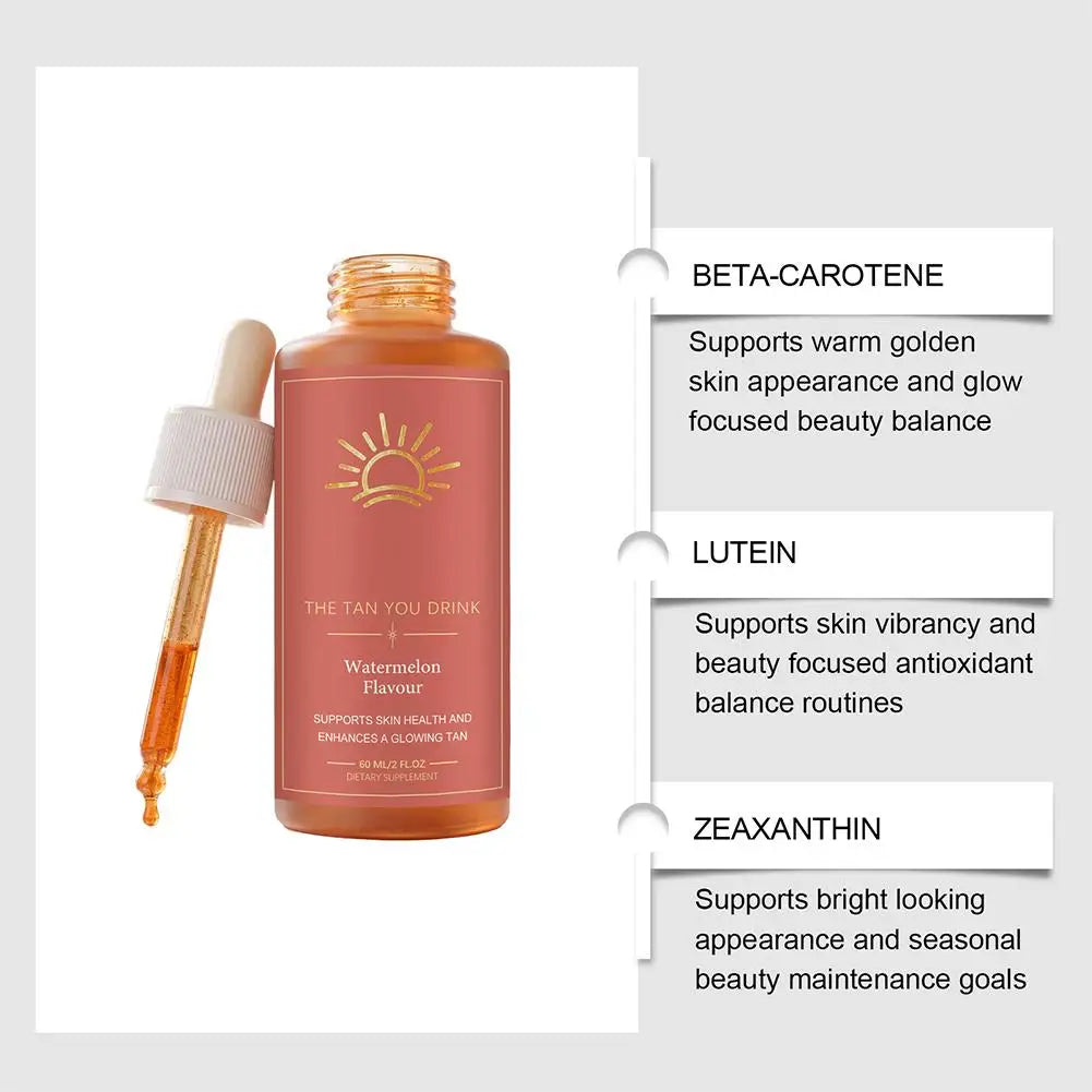 Sunleess Tanning Oral Liquid Sun Free Glow Patches Self Tanning with Beta Carotene Tannning Drops Drinkable for Glowing Skin