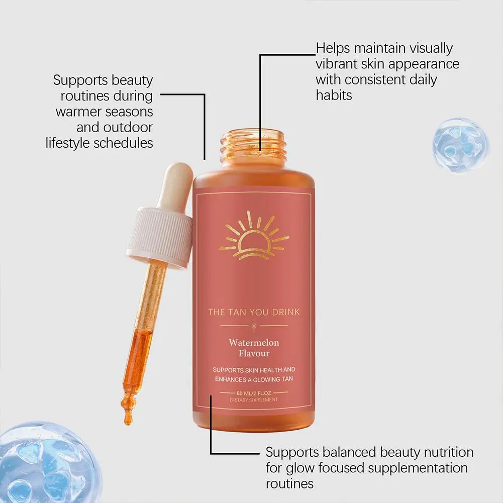 Sunleess Tanning Oral Liquid Sun Free Glow Patches Self Tanning with Beta Carotene Tannning Drops Drinkable for Glowing Skin