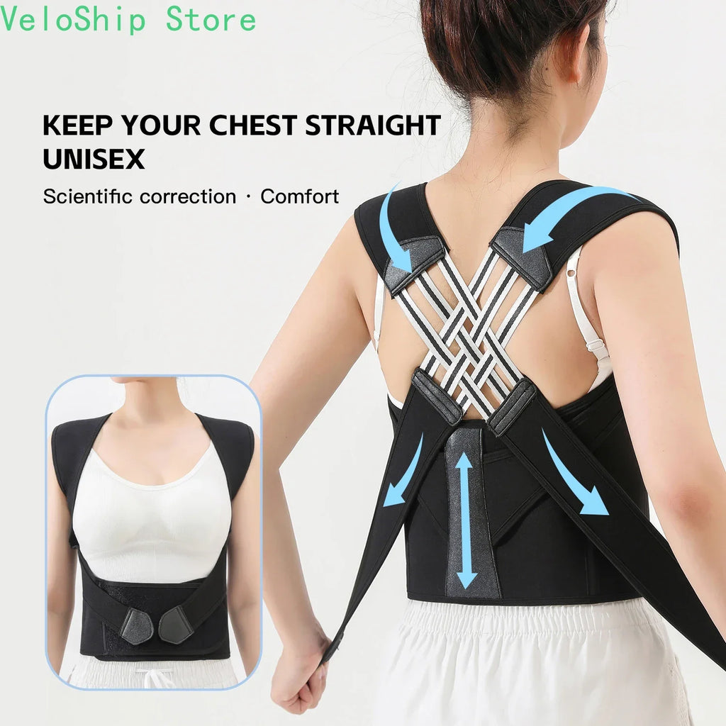 Adjustable Full Back Posture Corrector Back Brace Shoulder Straightener For Men Women Upper Lower Back Pain Relief Support Strap