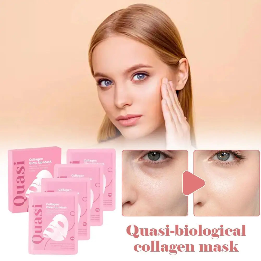 4PCS Quasi-Biological Collagen Hydrating Mask Overnight Brightening Anti-Aging Pore Minimizing Fine Line Reducing Mask Face Care