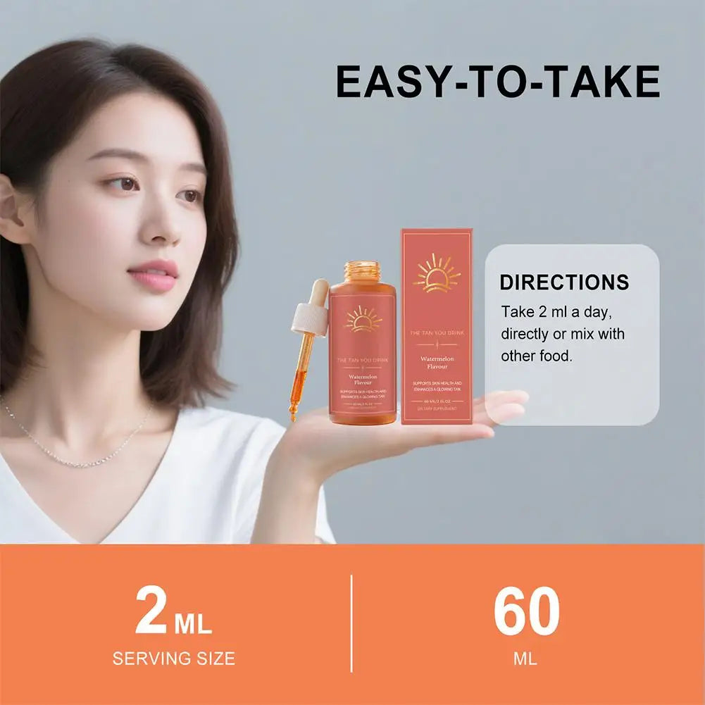 Sunleess Tanning Oral Liquid Sun Free Glow Patches Self Tanning with Beta Carotene Tannning Drops Drinkable for Glowing Skin