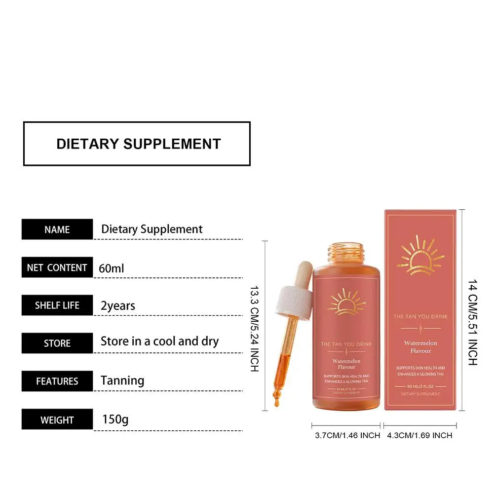 Sunleess Tanning Oral Liquid Sun Free Glow Patches Self Tanning with Beta Carotene Tannning Drops Drinkable for Glowing Skin