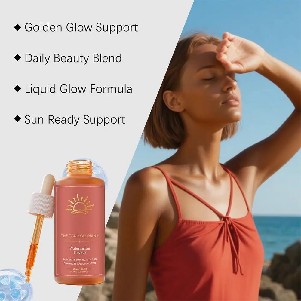 Sunleess Tanning Oral Liquid Sun Free Glow Patches Self Tanning with Beta Carotene Tannning Drops Drinkable for Glowing Skin