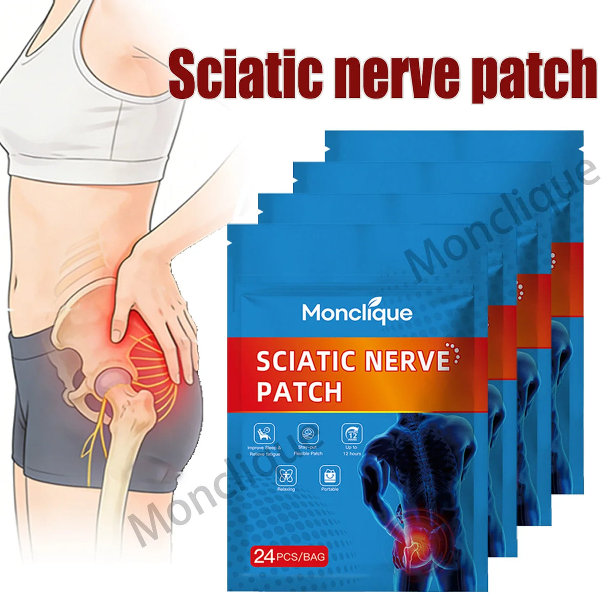 Sciatic Nerve Patch Buttocks Massage Soothing Bandage Breathable Acupuncture Pad Hip Care Patch Relax Body Electric Heating Pad