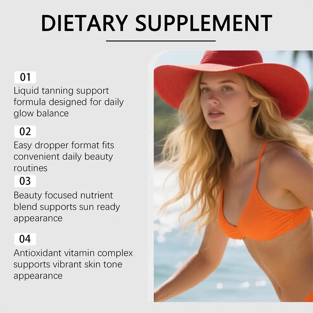 Sunleess Tanning Oral Liquid Sun Free Glow Patches Self Tanning with Beta Carotene Tannning Drops Drinkable for Glowing Skin